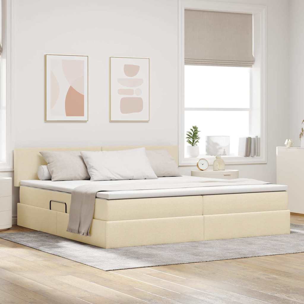 vidaXL Aufbewahrungsbett mit Matratze Taupe 90 x 190 cm Holzwerkstoff
