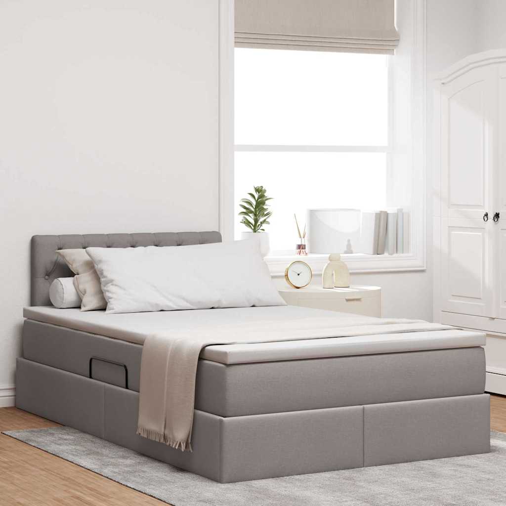 vidaXL Aufbewahrungsbett mit Matratze Taupe 90 x 190 cm Holzwerkstoff