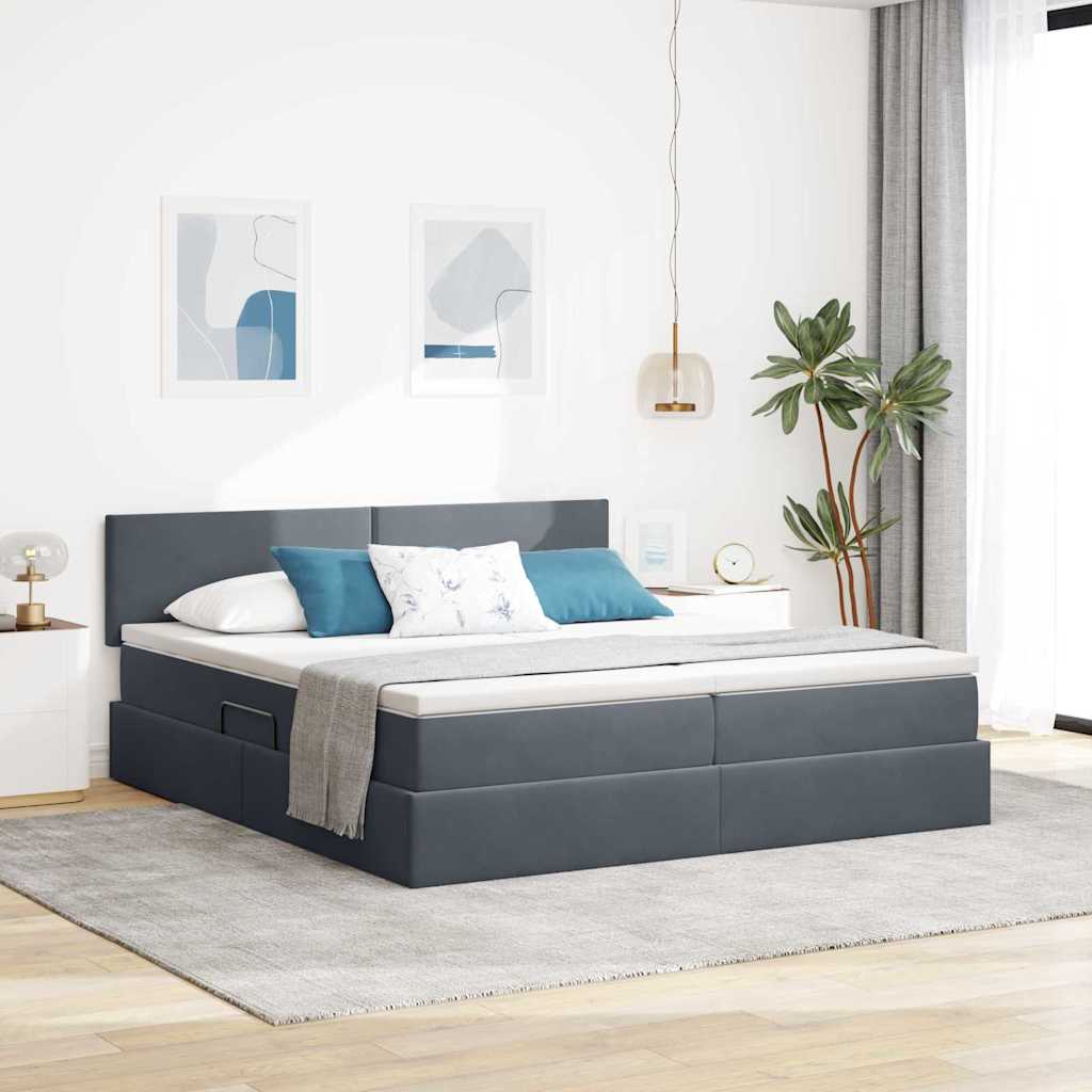 vidaXL Aufbewahrungsbett mit Kopfteil Dunkelgrau 90 x 200 cm