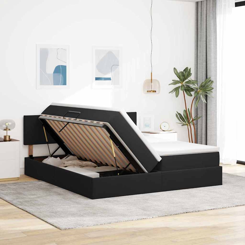 vidaXL Aufbewahrungsbett mit Kopfteil mit Speicher Schwarz 90 x 200 cm