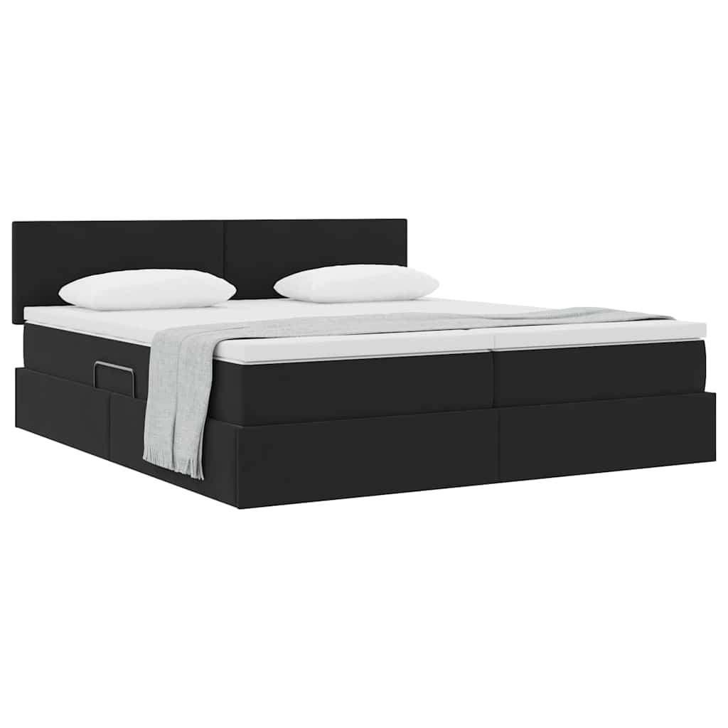 vidaXL Aufbewahrungsbett mit Kopfteil mit Speicher Schwarz 90 x 200 cm