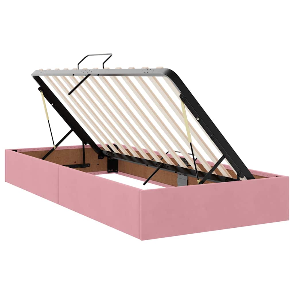 vidaXL Aufbewahrungsbett mit Matratze mit Kopfteil Rosa 90 x 200 cm