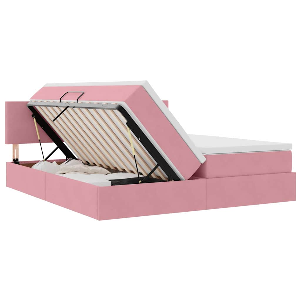 vidaXL Aufbewahrungsbett mit Matratze mit Kopfteil Rosa 90 x 200 cm