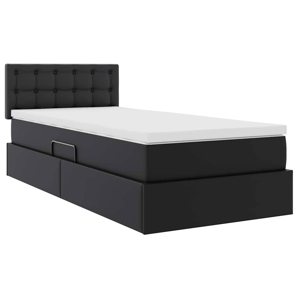 vidaXL Bett mit Stauraum und LED Schwarz 90 x 190 cm Kunstleder