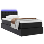 vidaXL Bett mit Stauraum und LED Schwarz 90 x 190 cm Kunstleder
