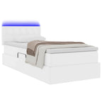 vidaXL Bett mit Stauraum und LED Reinweiß 90 x 190 cm Kunstleder