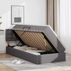 vidaXL Bett mit Stauraum und LED mit LED Grau 90 x 190 cm Kunstleder