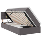 vidaXL Bett mit Stauraum und LED mit LED Grau 90 x 190 cm Kunstleder
