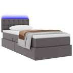 vidaXL Bett mit Stauraum und LED mit LED Grau 90 x 190 cm Kunstleder