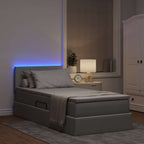 vidaXL LED-Speicherbett mit Matratze Hellgrau 90 x 190 cm Stoff
