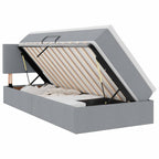 vidaXL LED-Speicherbett mit Matratze Hellgrau 90 x 190 cm Stoff