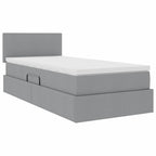 vidaXL LED-Speicherbett mit Matratze Hellgrau 90 x 190 cm Stoff