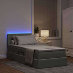vidaXL LED-Speicherbett mit Matratze Hellgrau 90 x 190 cm Samt