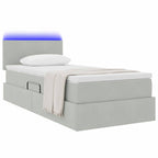 vidaXL LED-Speicherbett mit Matratze Hellgrau 90 x 190 cm Samt