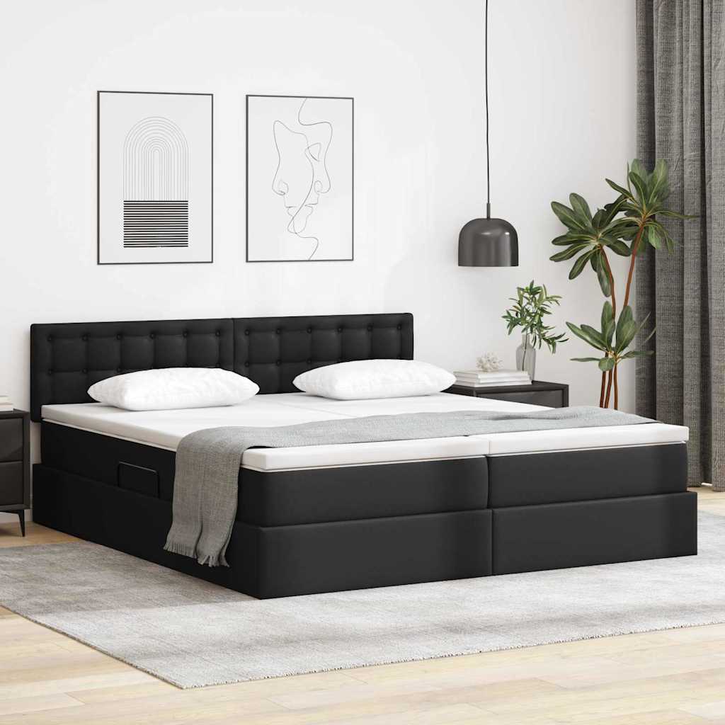 vidaXL Bett mit Stauraum und LED Schwarz 180 x 200 cm Kunstleder