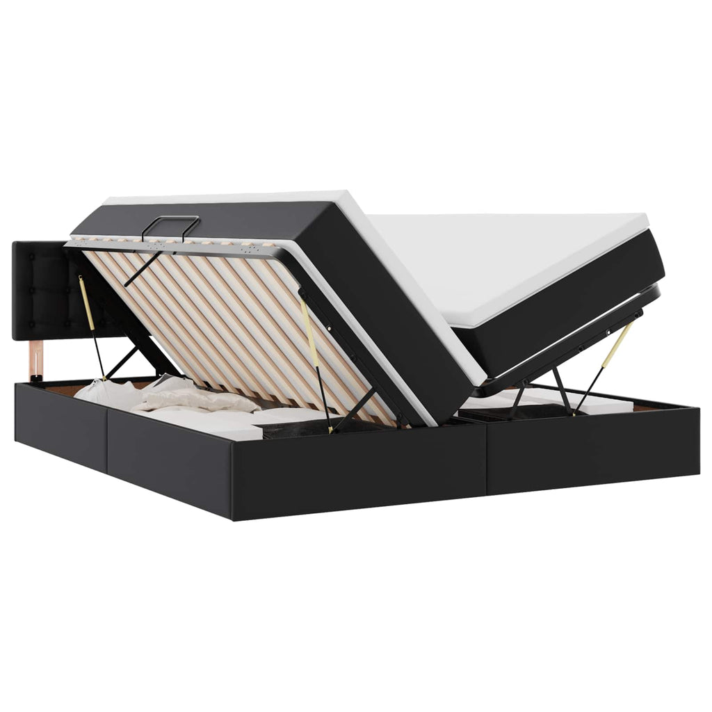 vidaXL Bett mit Stauraum und LED Schwarz 180 x 200 cm Kunstleder