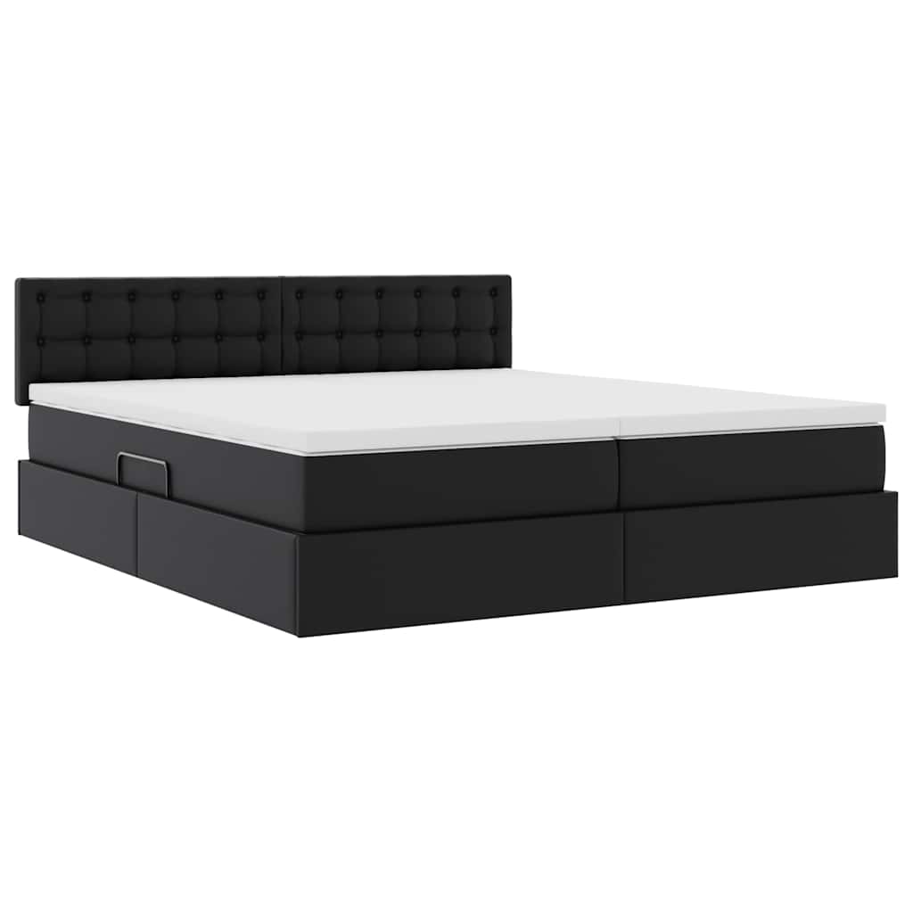 vidaXL Bett mit Stauraum und LED Schwarz 180 x 200 cm Kunstleder
