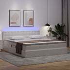 vidaXL Bett mit Stauraum und LED Reinweiß 180 x 200 cm Kunstleder