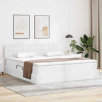 vidaXL Bett mit Stauraum und LED Reinweiß 180 x 200 cm Kunstleder