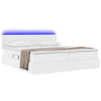 vidaXL Bett mit Stauraum und LED Reinweiß 180 x 200 cm Kunstleder