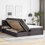 vidaXL Bett mit Stauraum und LED mit LED Grau 180 x 200 cm Kunstleder
