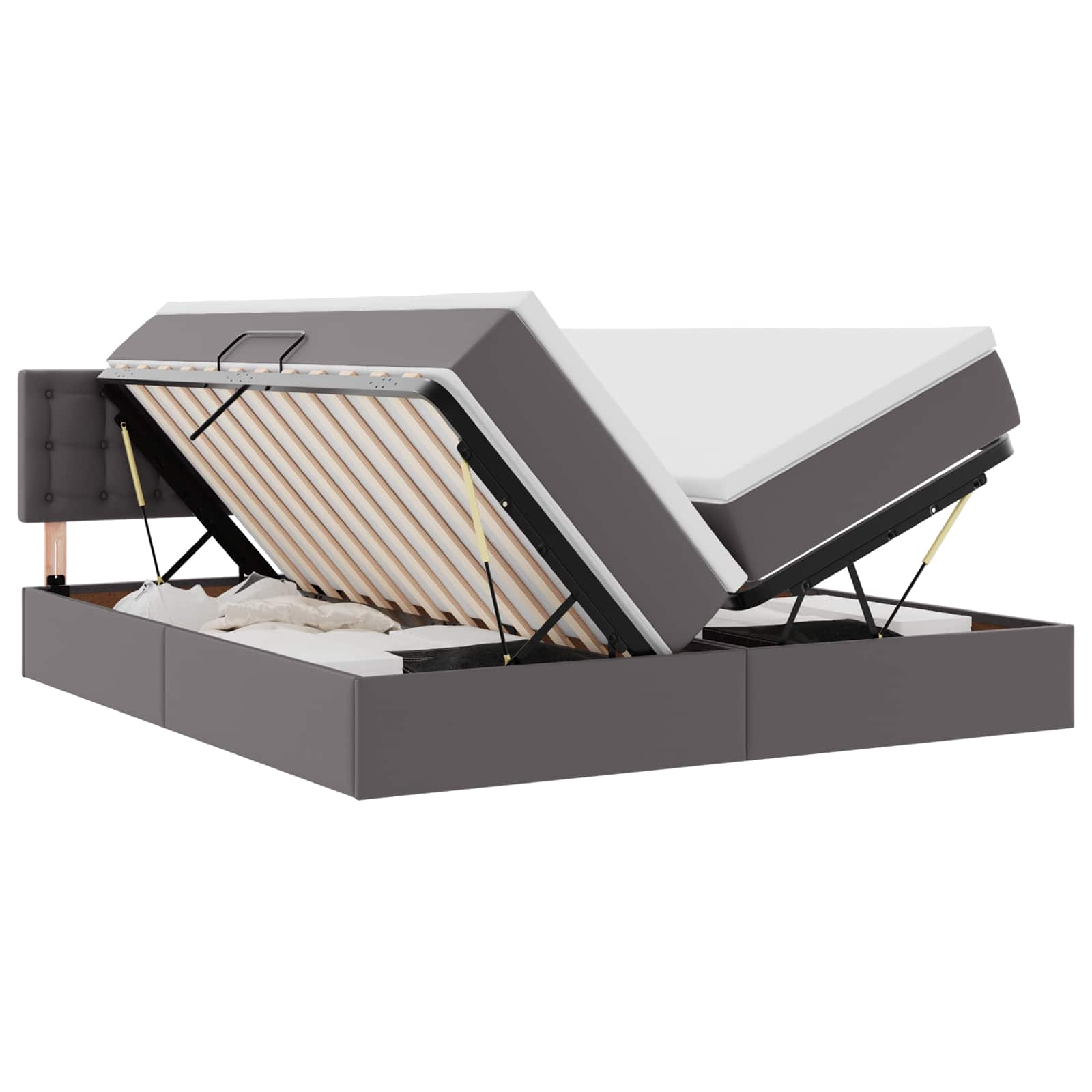 vidaXL Bett mit Stauraum und LED mit LED Grau 180 x 200 cm Kunstleder