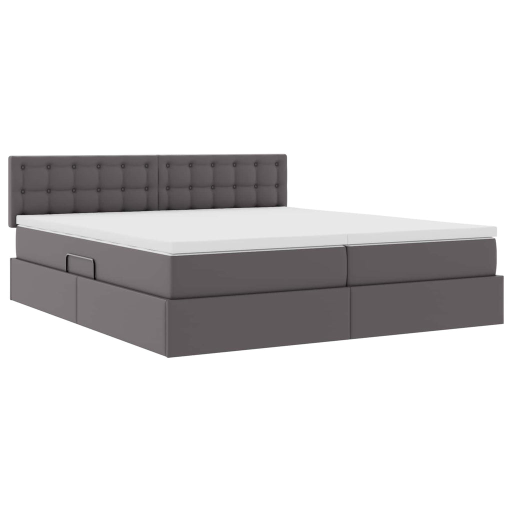 vidaXL Bett mit Stauraum und LED mit LED Grau 180 x 200 cm Kunstleder