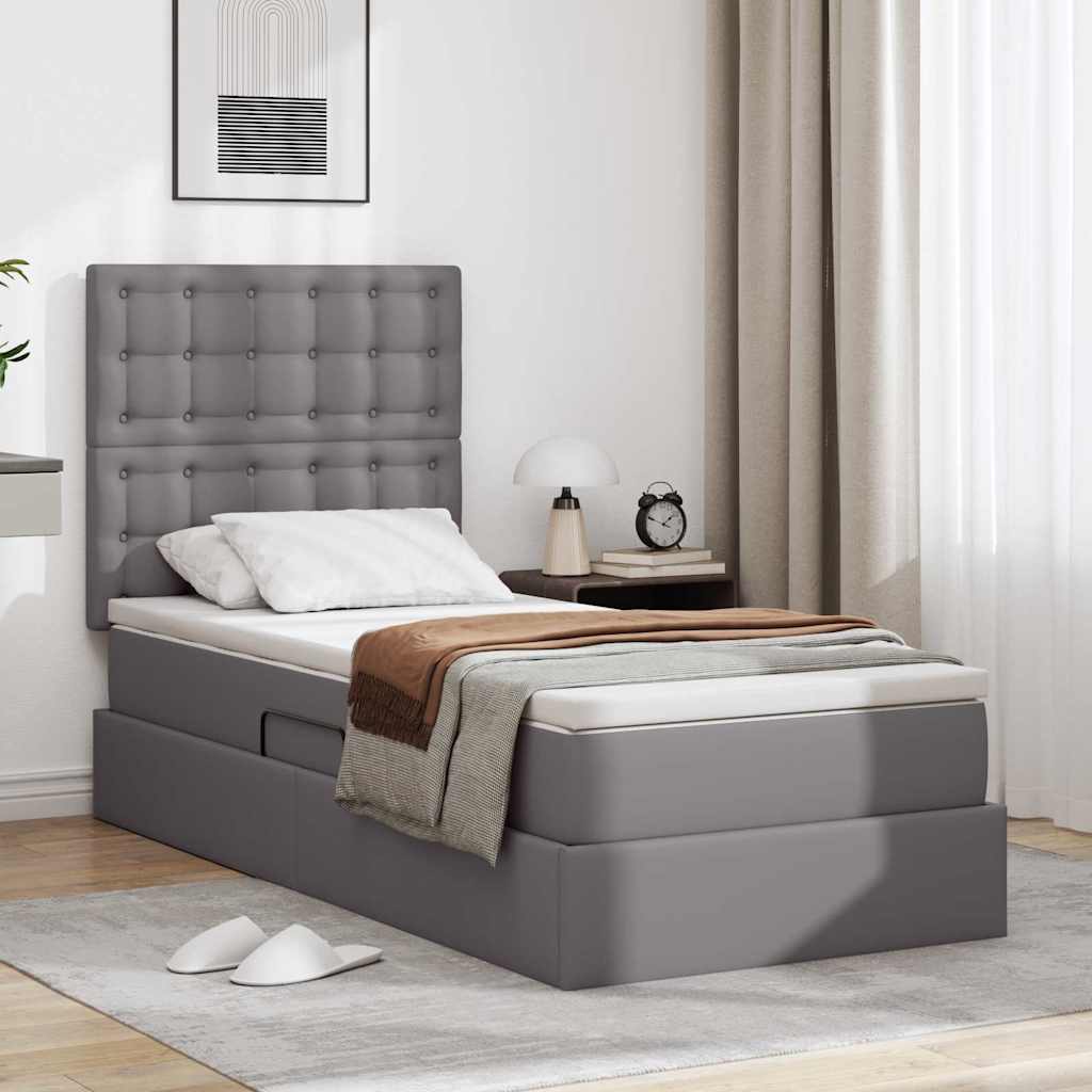 vidaXL Aufbewahrungsbett mit Matratze Schwarz 90 x 190 cm Kunstleder