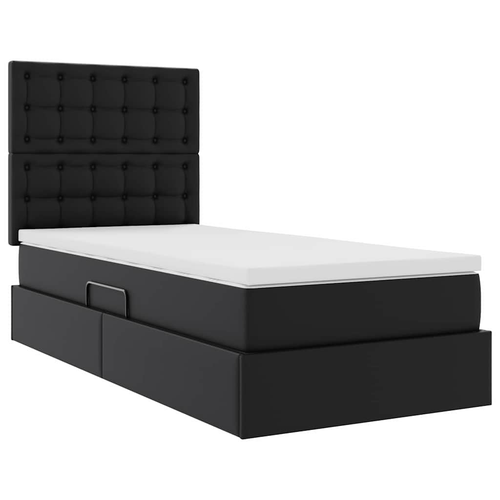 vidaXL Aufbewahrungsbett mit Kopfteil Schwarz 90 x 200 cm Kunstleder