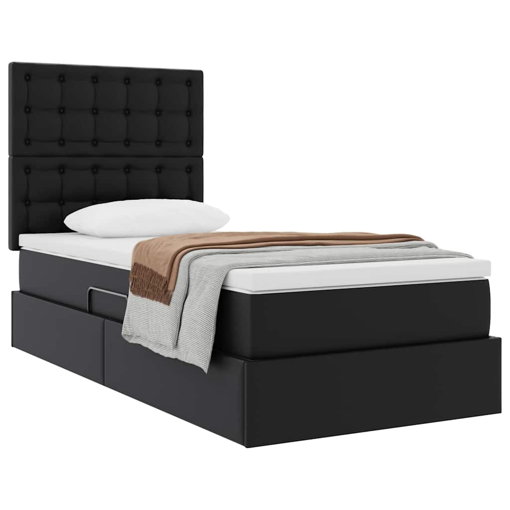 vidaXL Aufbewahrungsbett mit Kopfteil Schwarz 90 x 200 cm Kunstleder