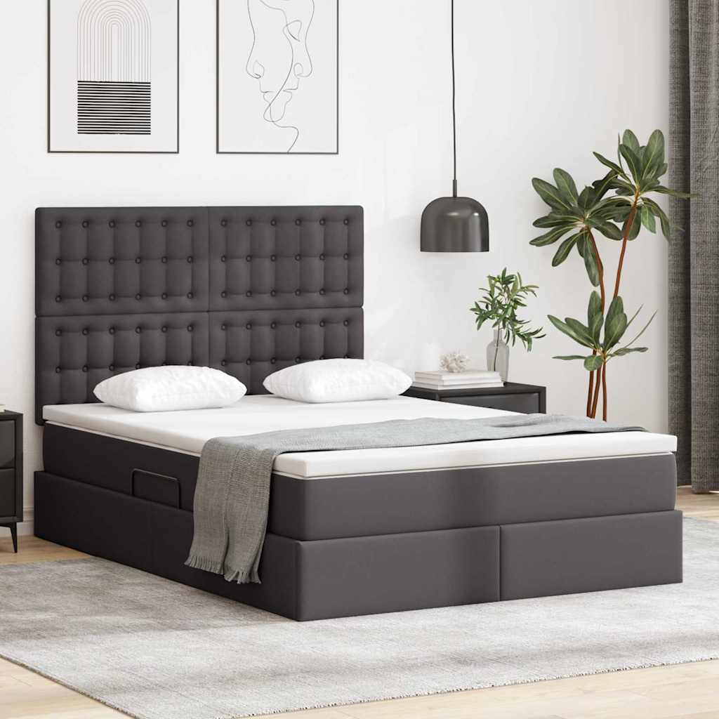 vidaXL Aufbewahrungsbett mit Matratze Schwarz 90 x 190 cm Kunstleder
