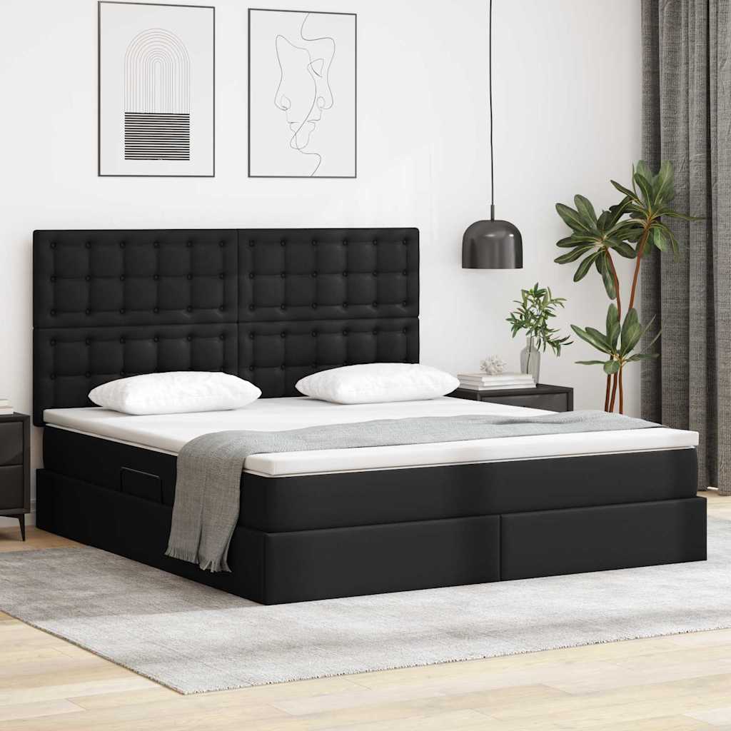 vidaXL Aufbewahrungsbett mit Matratze Schwarz 90 x 190 cm Kunstleder