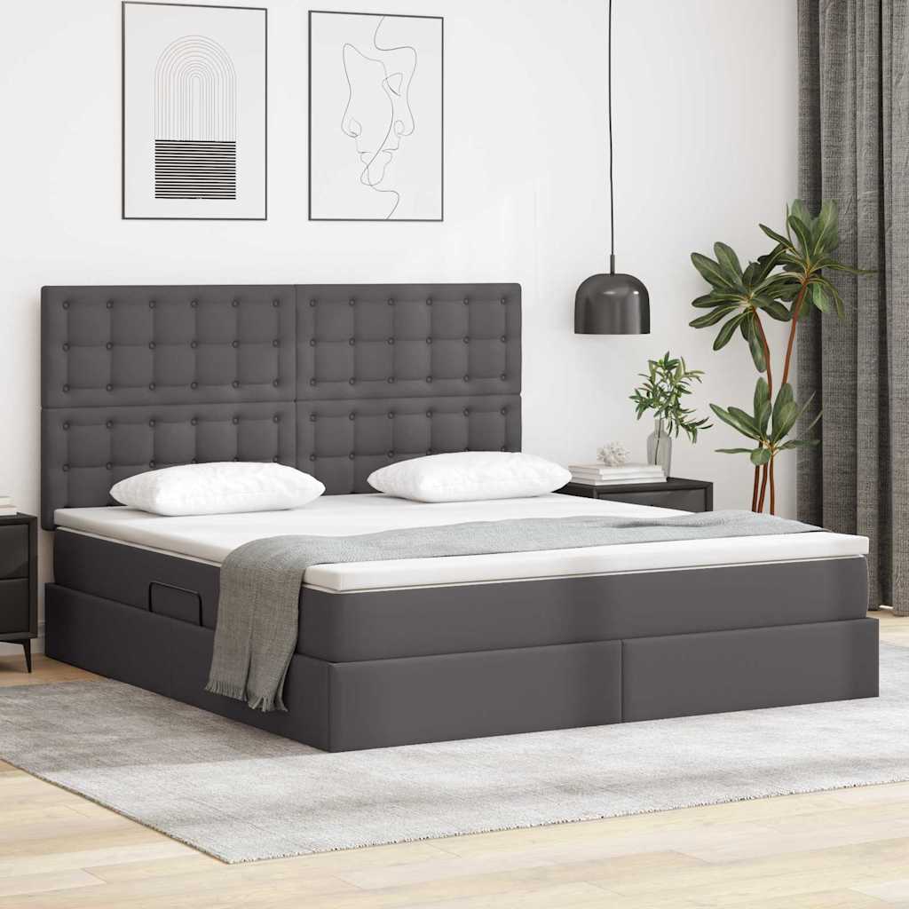 vidaXL Aufbewahrungsbett mit Matratze Schwarz 90 x 190 cm Kunstleder
