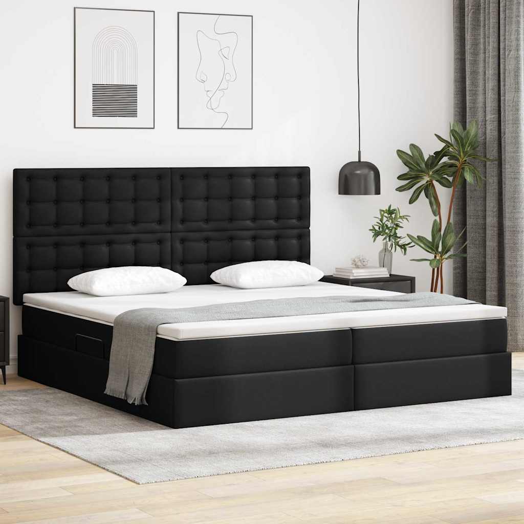vidaXL Aufbewahrungsbett mit Matratze Schwarz 90 x 190 cm Kunstleder