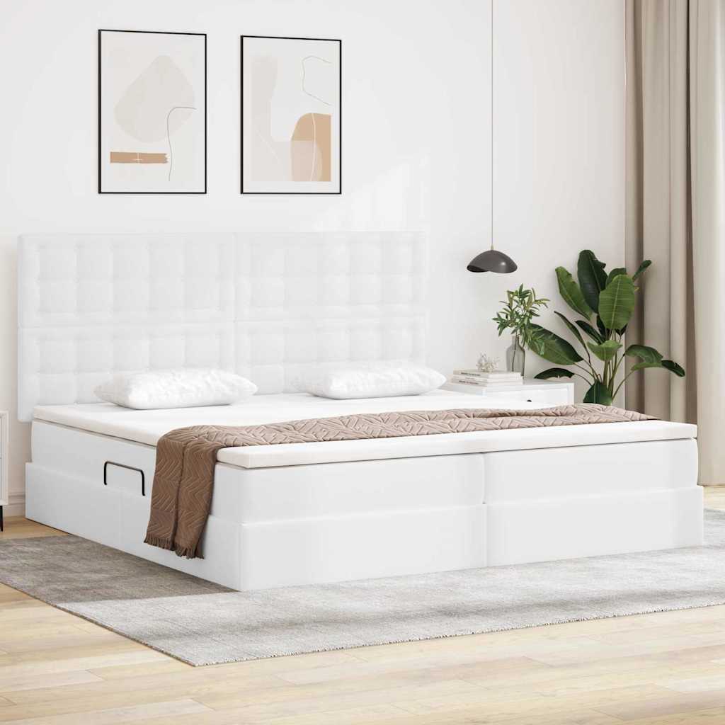 vidaXL Aufbewahrungsbett mit Matratze Reinweiß 90 x 190 cm Kunstleder