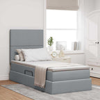 vidaXL Aufbewahrungsbett mit Matratze Hellgrau 90 x 190 cm Polyester