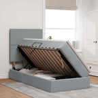 vidaXL Aufbewahrungsbett mit Matratze Hellgrau 90 x 190 cm Polyester
