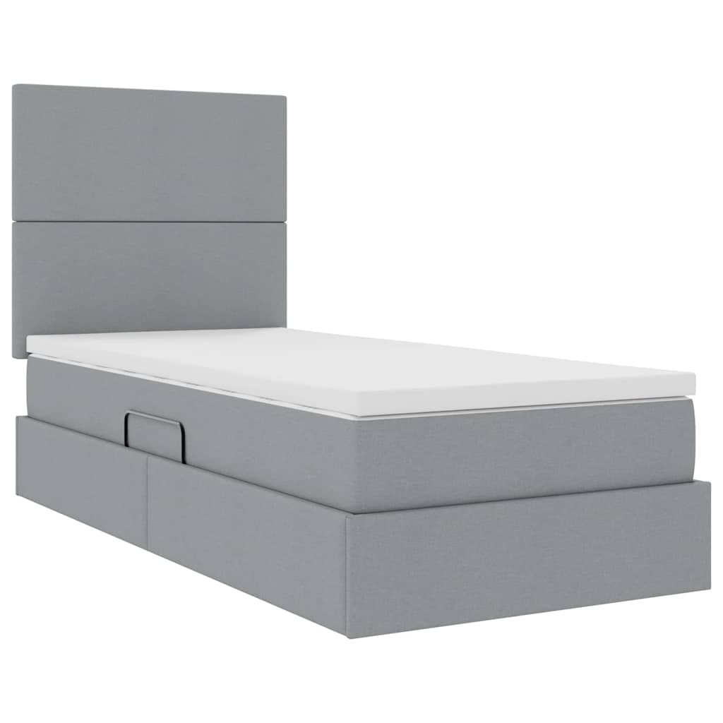 vidaXL Aufbewahrungsbett mit Matratze Hellgrau 90 x 190 cm Polyester