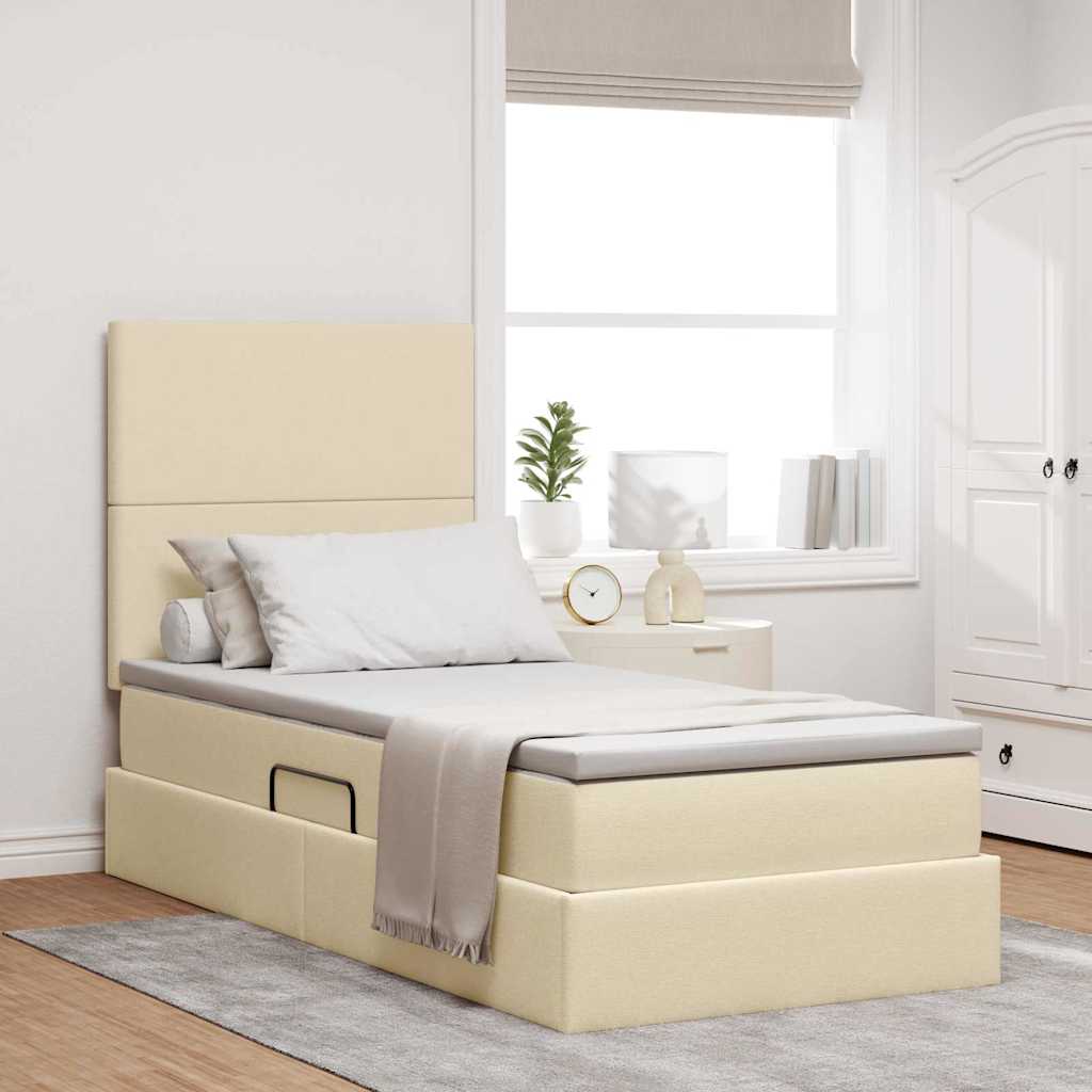vidaXL Aufbewahrungsbett mit Matratze Hellgrau 90 x 190 cm Polyester