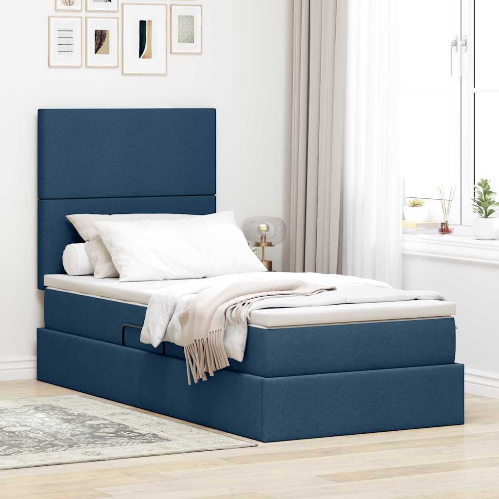 vidaXL Aufbewahrungsbett mit Matratze Hellgrau 90 x 190 cm Polyester