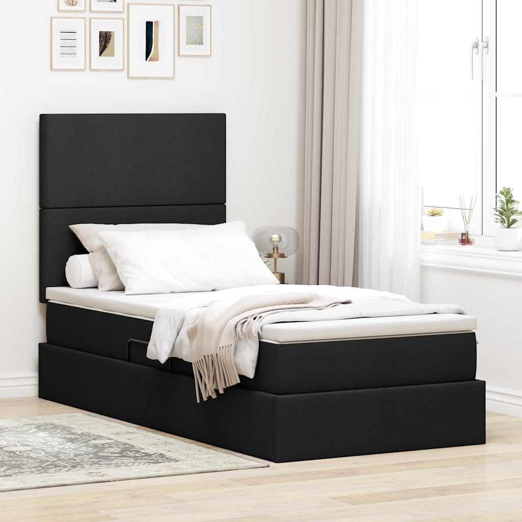 vidaXL Aufbewahrungsbett mit Matratze Hellgrau 90 x 190 cm Polyester