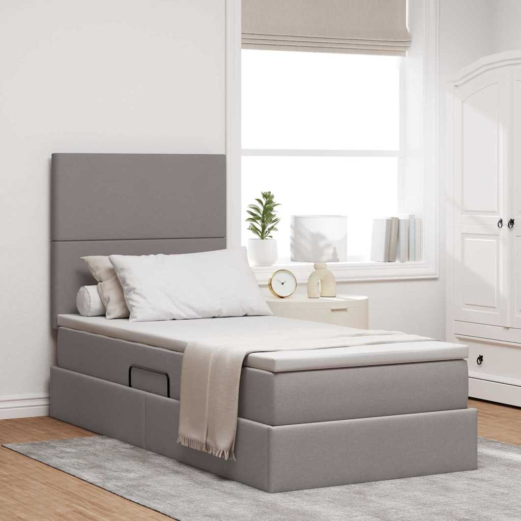 vidaXL Aufbewahrungsbett mit Matratze Hellgrau 90 x 190 cm Polyester