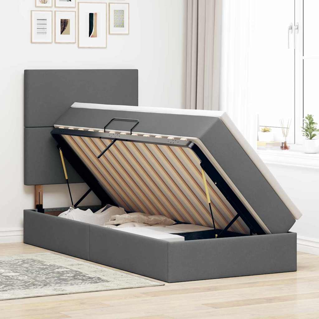 vidaXL Aufbewahrungsbett mit Matratze Dunkelgrau 100 x 200 cm