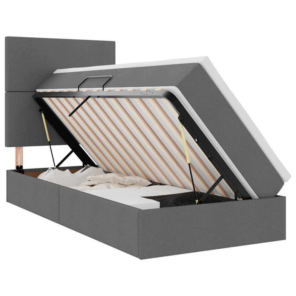 vidaXL Aufbewahrungsbett mit Matratze Dunkelgrau 100 x 200 cm