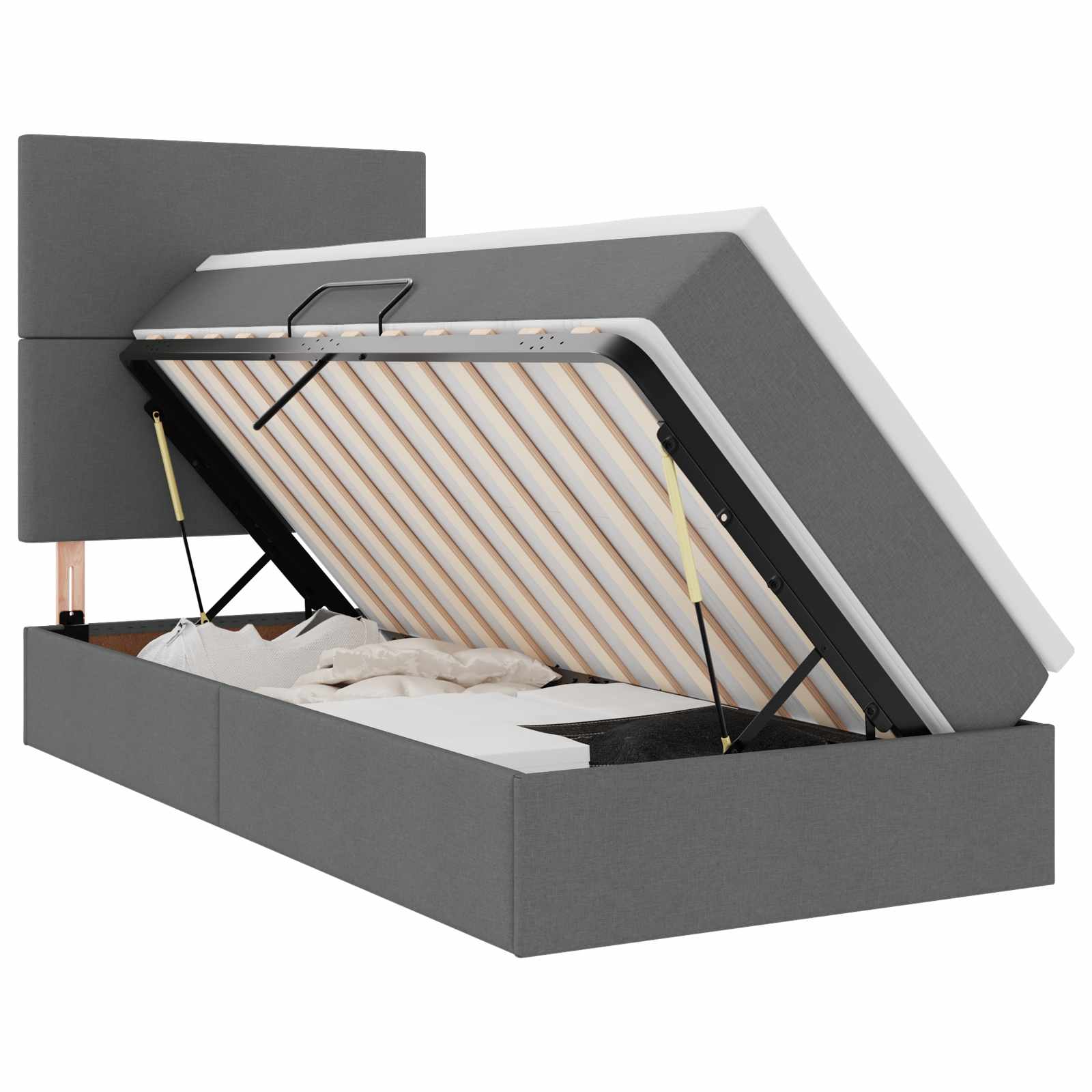 vidaXL Aufbewahrungsbett mit Matratze Dunkelgrau 100 x 200 cm