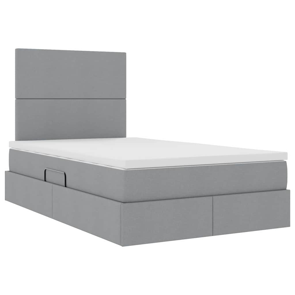 vidaXL Aufbewahrungsbett mit Matratze Hellgrau 120 x 190 cm Stoff