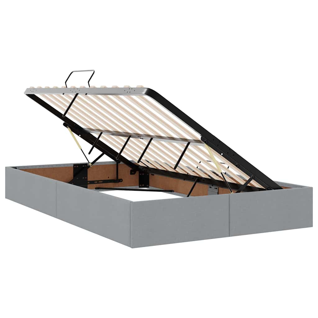 vidaXL Aufbewahrungsbett mit Matratze Hellgrau 120 x 190 cm Stoff