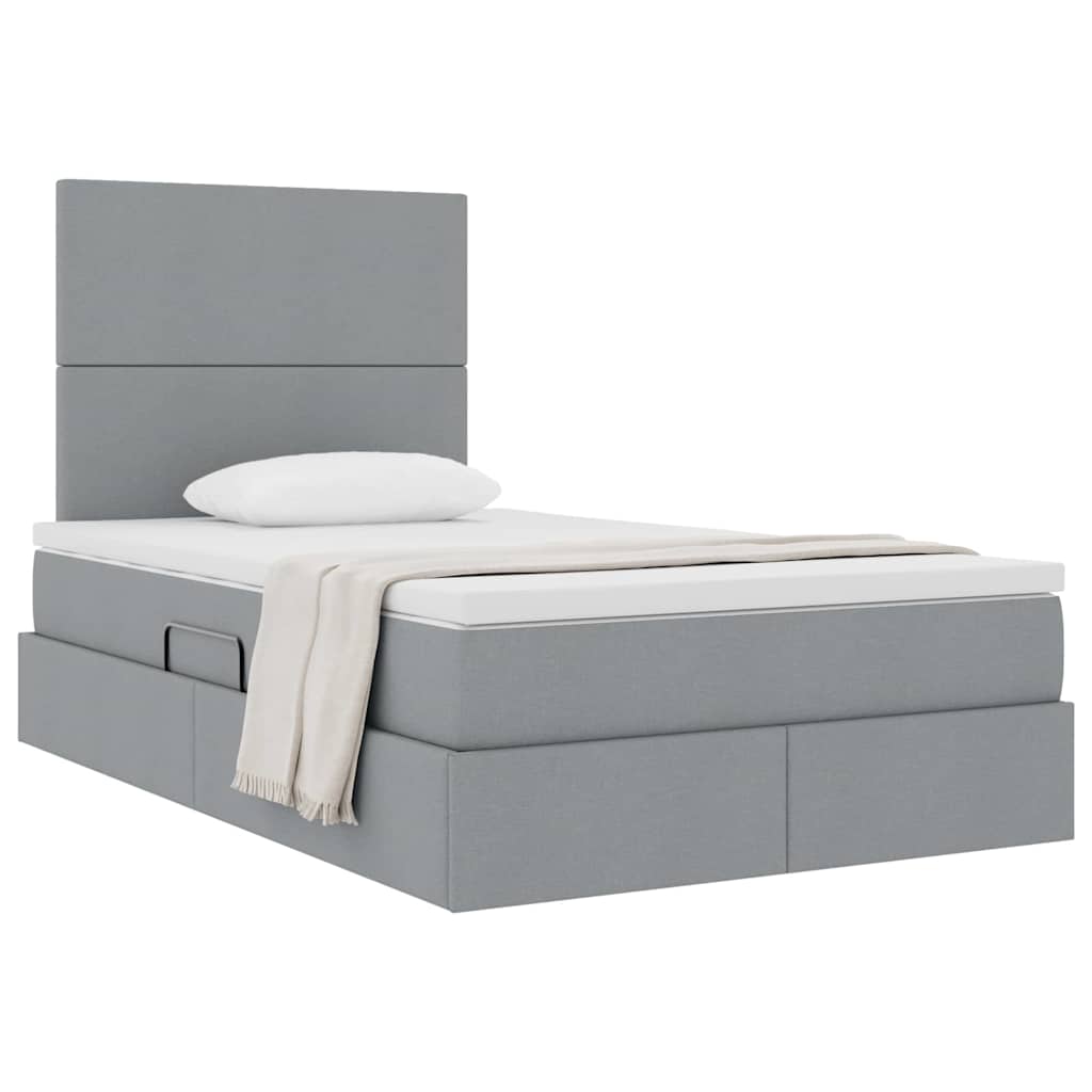 vidaXL Aufbewahrungsbett mit Matratze Hellgrau 120 x 190 cm Stoff