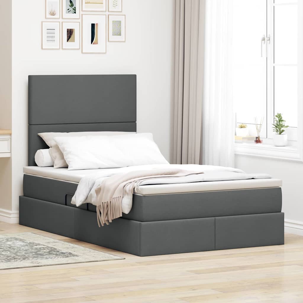 vidaXL Aufbewahrungsbett mit Matratze Hellgrau 120 x 190 cm Stoff