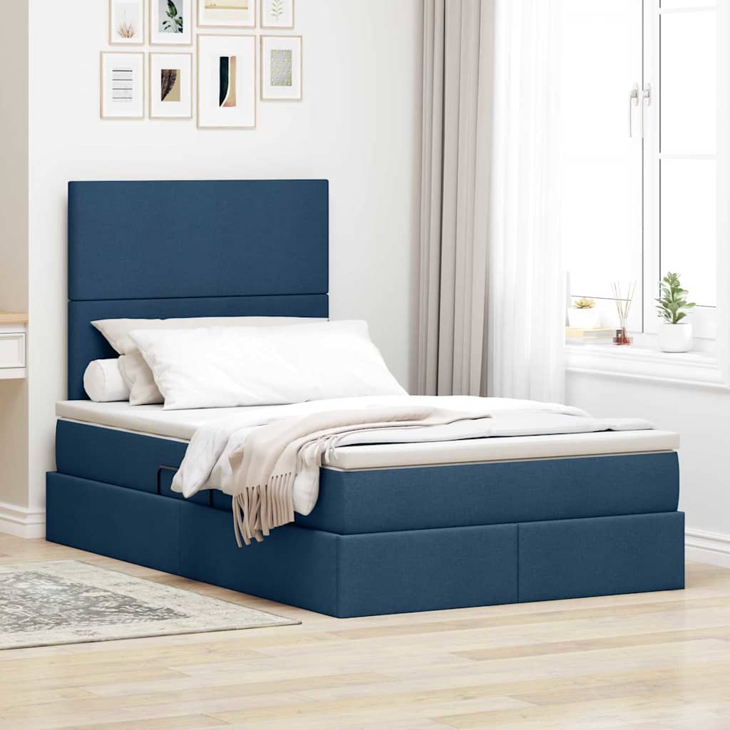 vidaXL Aufbewahrungsbett mit Matratze Hellgrau 90 x 190 cm Polyester
